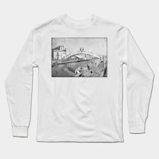 Bridge of Carcavelos, Aveiro (Portugal) Monochrome Edition Long Sleeve T-Shirt